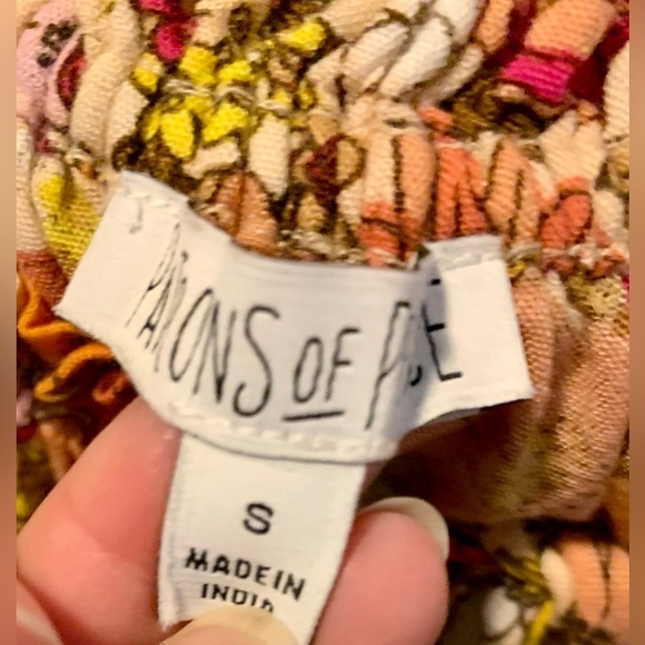 Patrons of Peace Retro Floral Boho Tiered Ruffle Smocked Waist Mini Dress Small - Picture 4 of 6